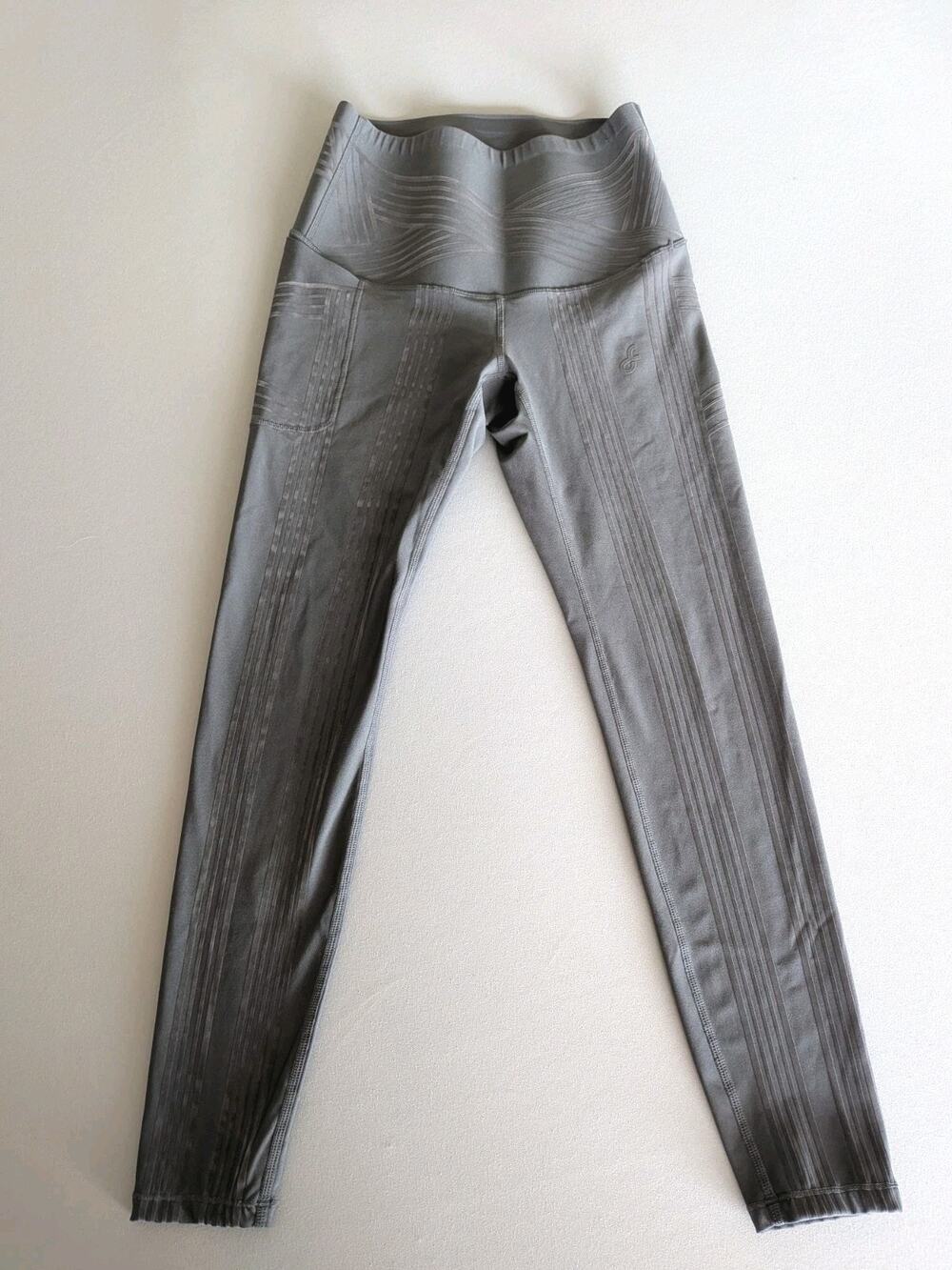 Fanka Powerband Compression Leggings Black Gray High Rise Sculpting Workout